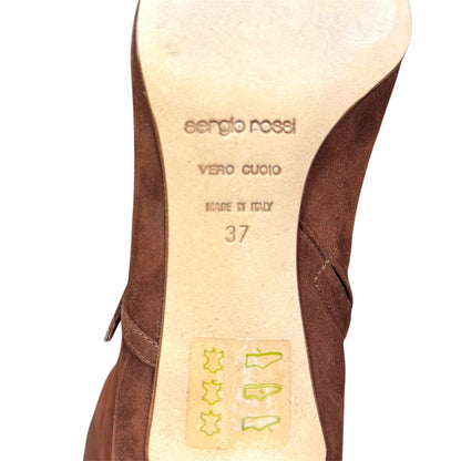 SERGIO ROSSI BROWN SUEDE LEATHER BOOTS