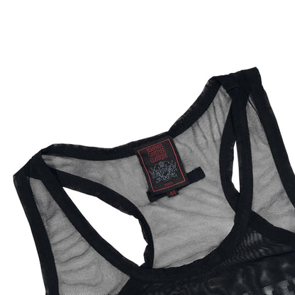 JEAN PAUL GAULTIER SHEER MESH LOGO TANK TOP