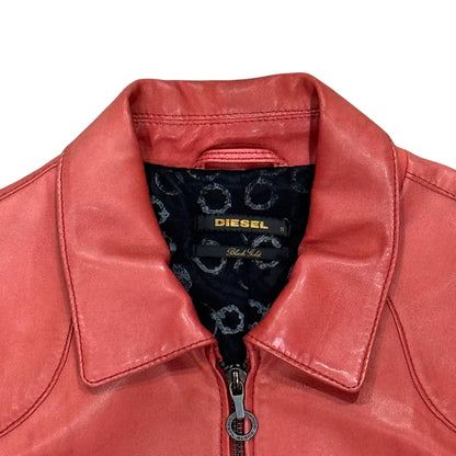 DIESEL PINK UTILITY LEATHER JACKET