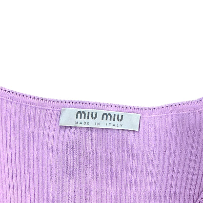 MIU MIU PASTEL PURPLE RIBBED TOP