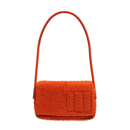 MIU MIU FW1999 ORANGE WOOL RUBBER SHOULDER BAG