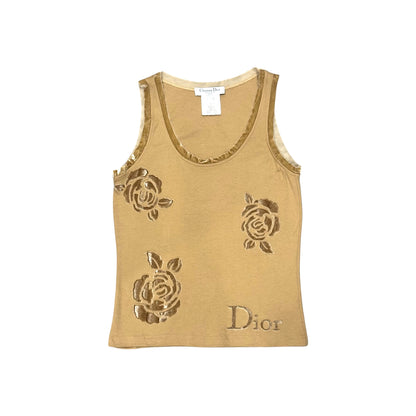 CHRISTIAN DIOR BY JOHN GALLIANO 2004 BROWN FLORAL TOP