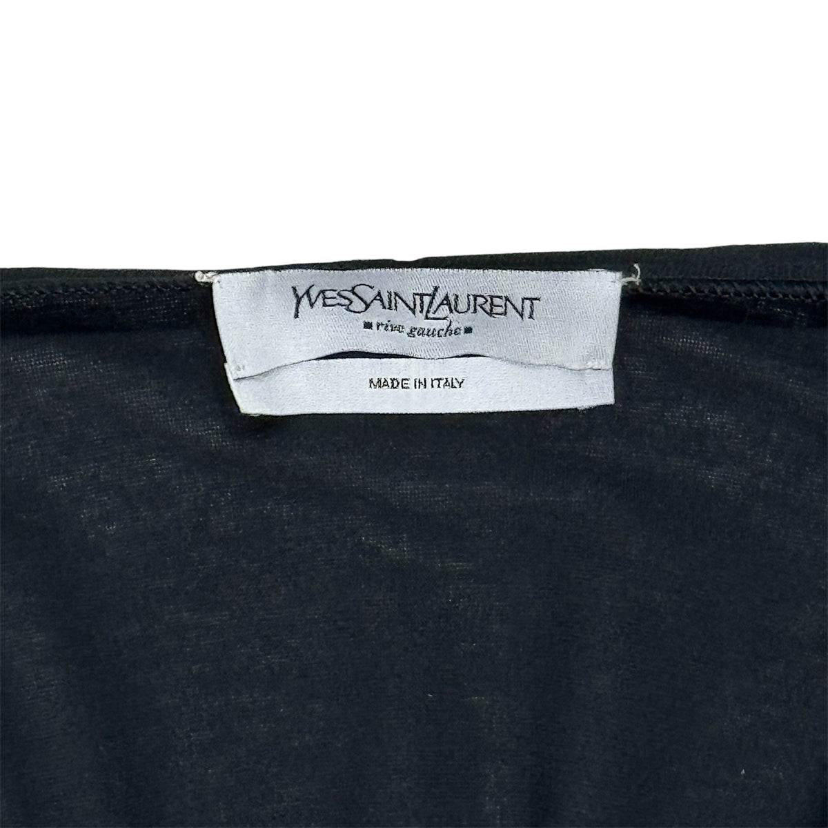 YVES SAINT LAURENT RIVE GAUCHE BLACK ASYMMETRICAL STITCH TOP