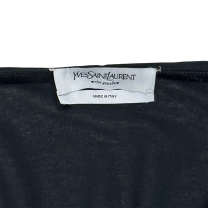 YVES SAINT LAURENT RIVE GAUCHE BLACK ASYMMETRICAL STITCH TOP