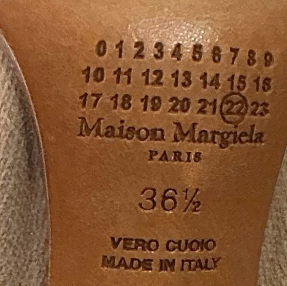 MAISON MARGIELA TAN GLITTER PUMPS TABI HEELS