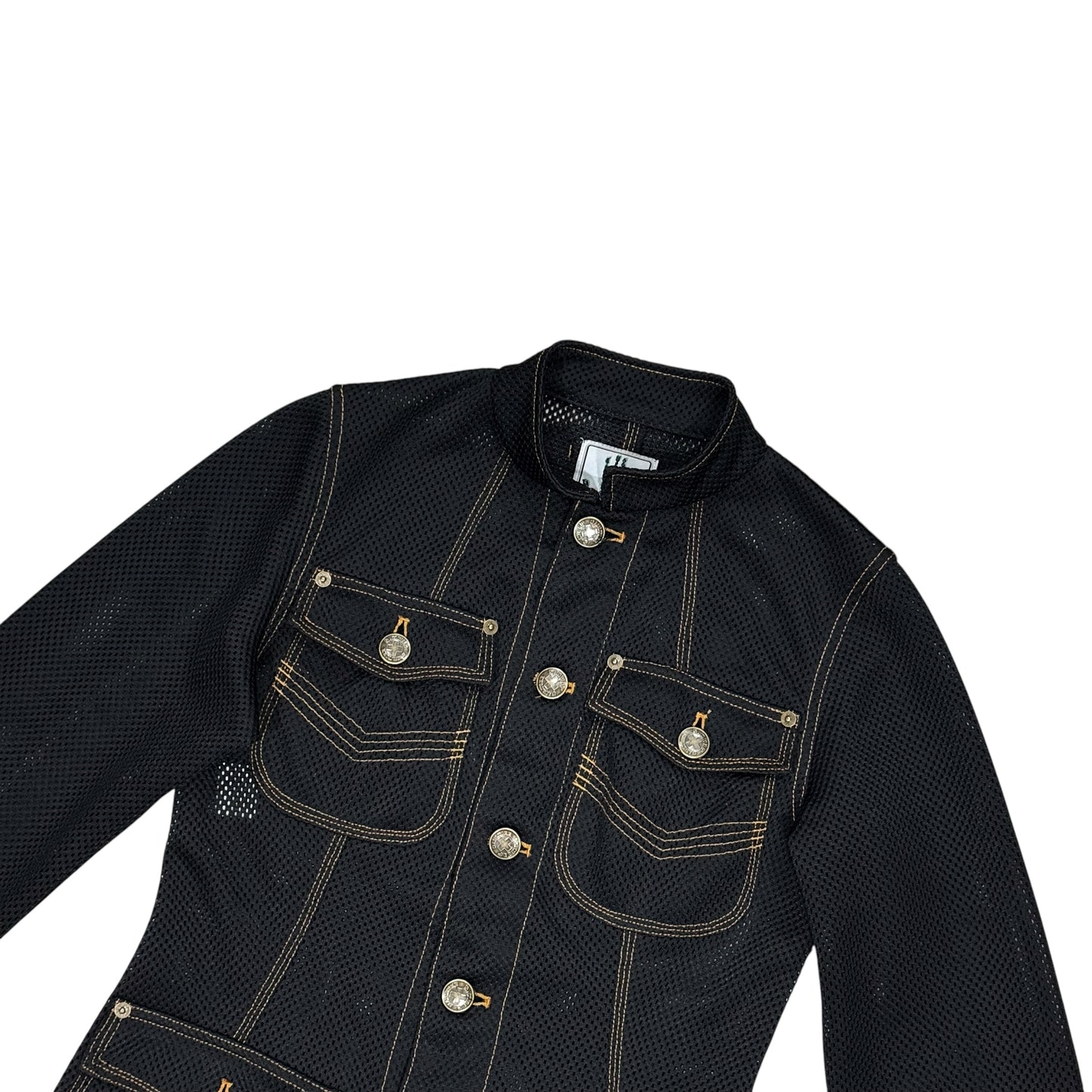 GAULTIER JEAN’S BLACK MESH ORANGE STITCH JACKET