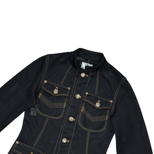 GAULTIER JEAN’S BLACK MESH ORANGE STITCH JACKET