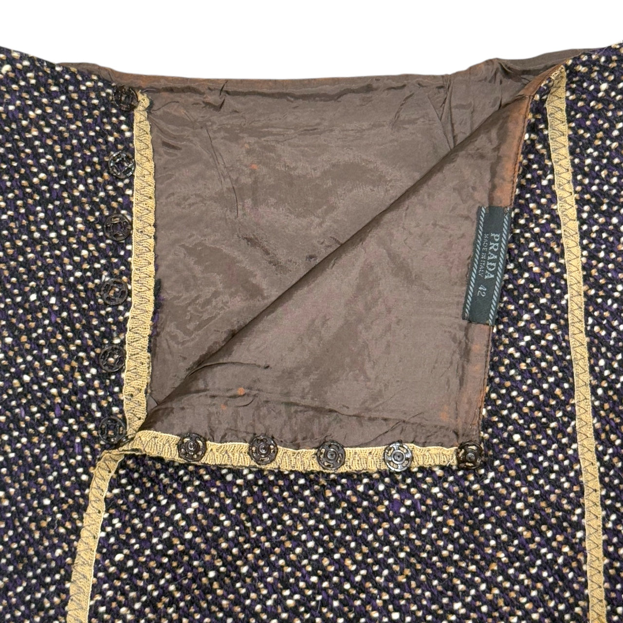 PRADA F/W2000 PURPLE WOOL KNIT MIDI SKIRT