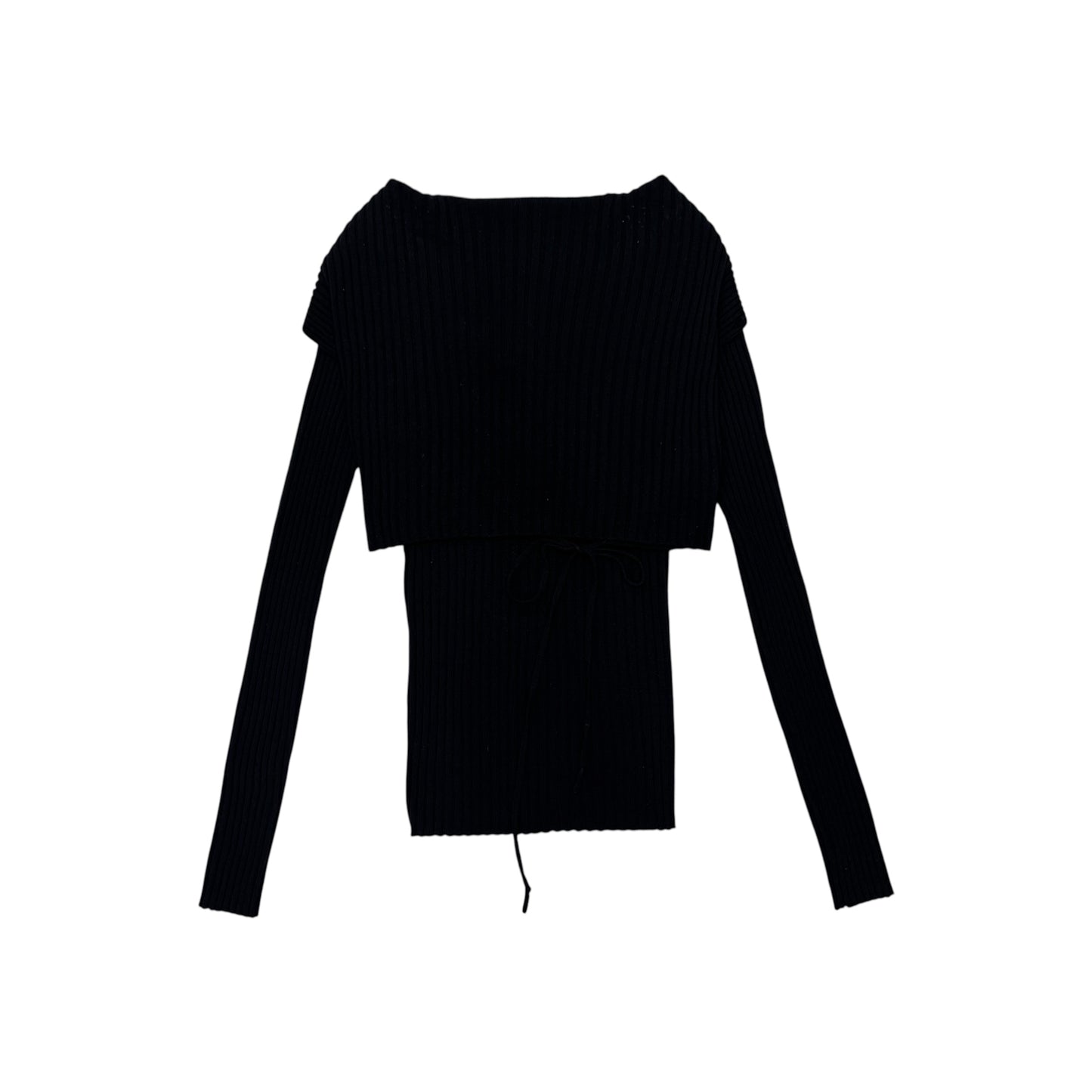 JEAN PAUL GAULTIER RIBBED OFF SHOULDER CARDIGAN TOP