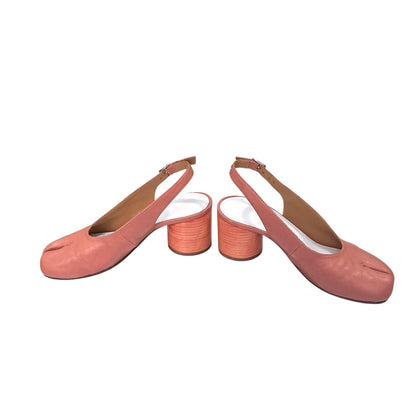 MAISON MARGIELA PINK LEATHER TABI SLINGBACK HEELS
