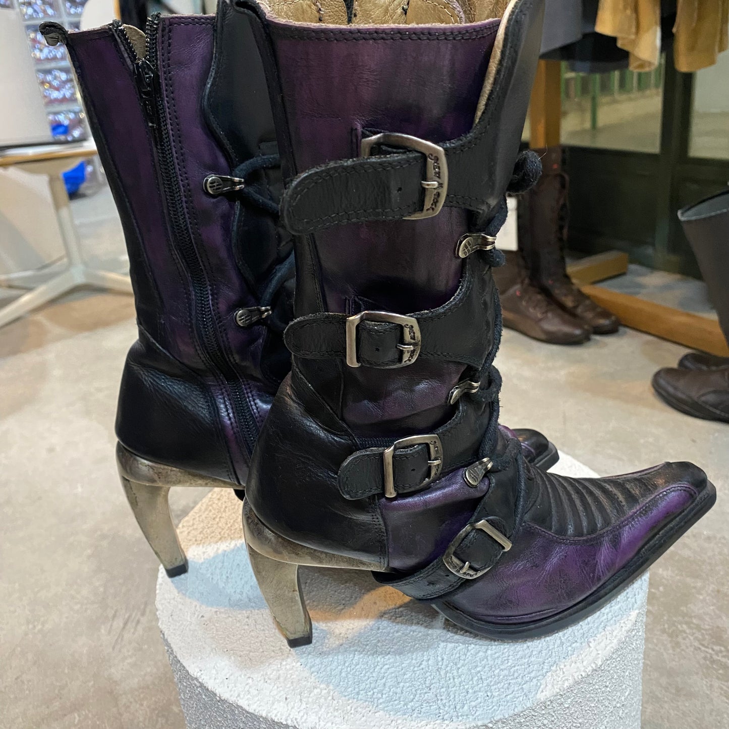 New Rock X Vintage PURPLE METALLIC Heels Boots