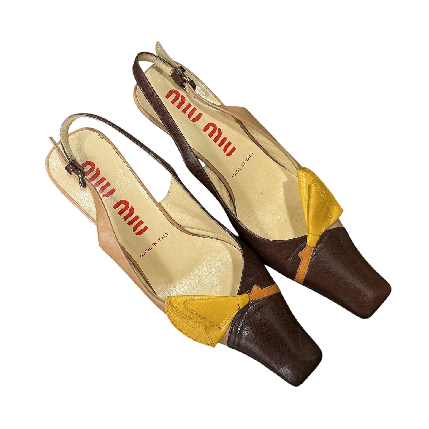 MIU MIU YELLOW ROSE KITTEN HEELS