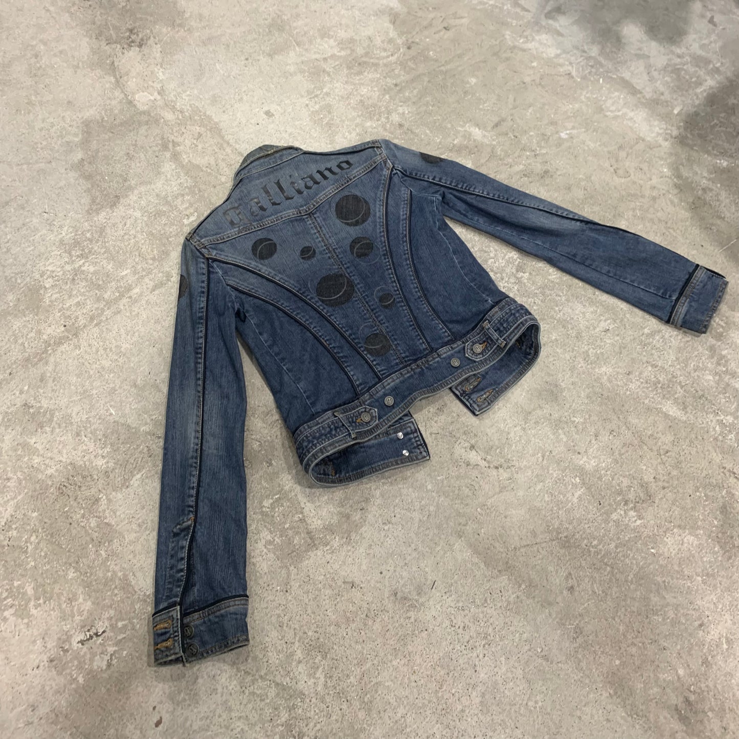 Galliano jean jacket dot detailed