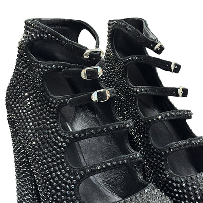 MARC JACOB KIKI BLACK RHINESTONE ANKLE BOOTS