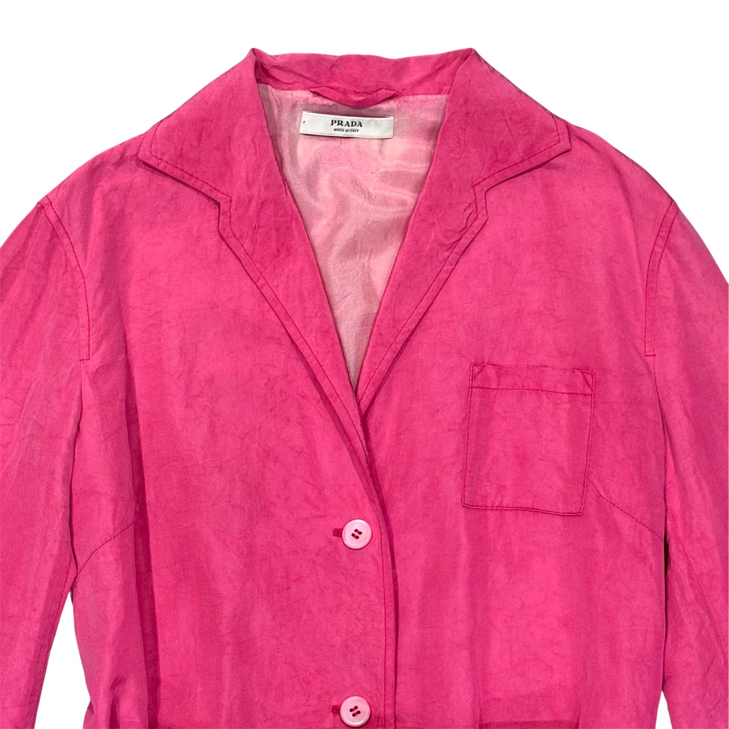 PRADA PINK SILK WITH BELT COAT