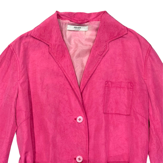 PRADA PINK SILK WITH BELT COAT