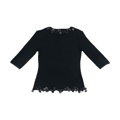 JEAN PAUL GAULTIER BLACK KNIT SEQUINS EMBELLISHMENT CARDIGAN