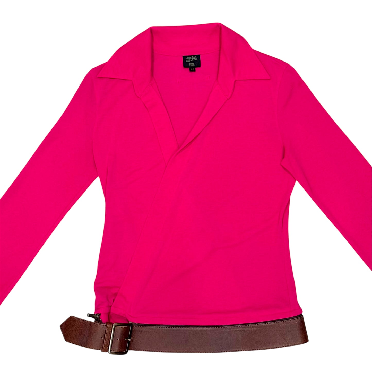 JEAN PAUL GAULTIER PINK BELT WRAP SHIRT