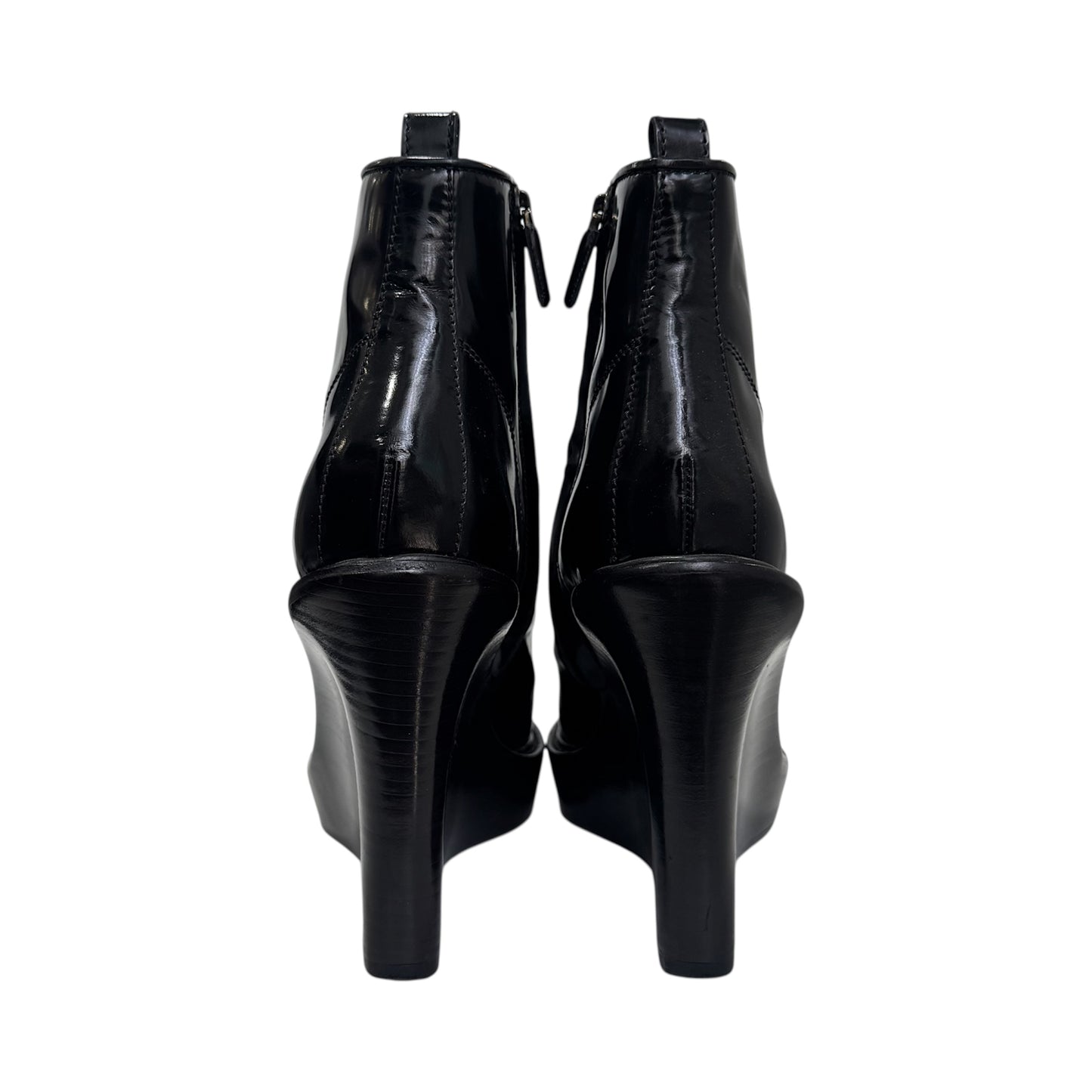 GIVENCHY BLACK LACE UP ANKLE WEDGE BOOTS