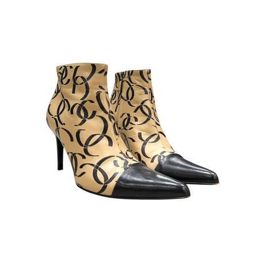 CHANEL CC TWO-TONE ANKLE BOOTS
