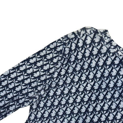 CHRISTIAN DIOR NAVY TROTTER MONOGRAM LONG SLEEVE TOP