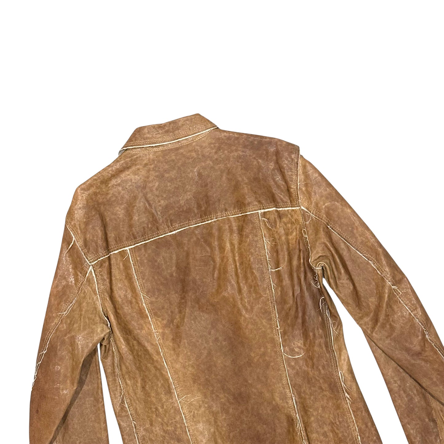 DOLCE & GABBANA BROWN LEATHER SHIRT