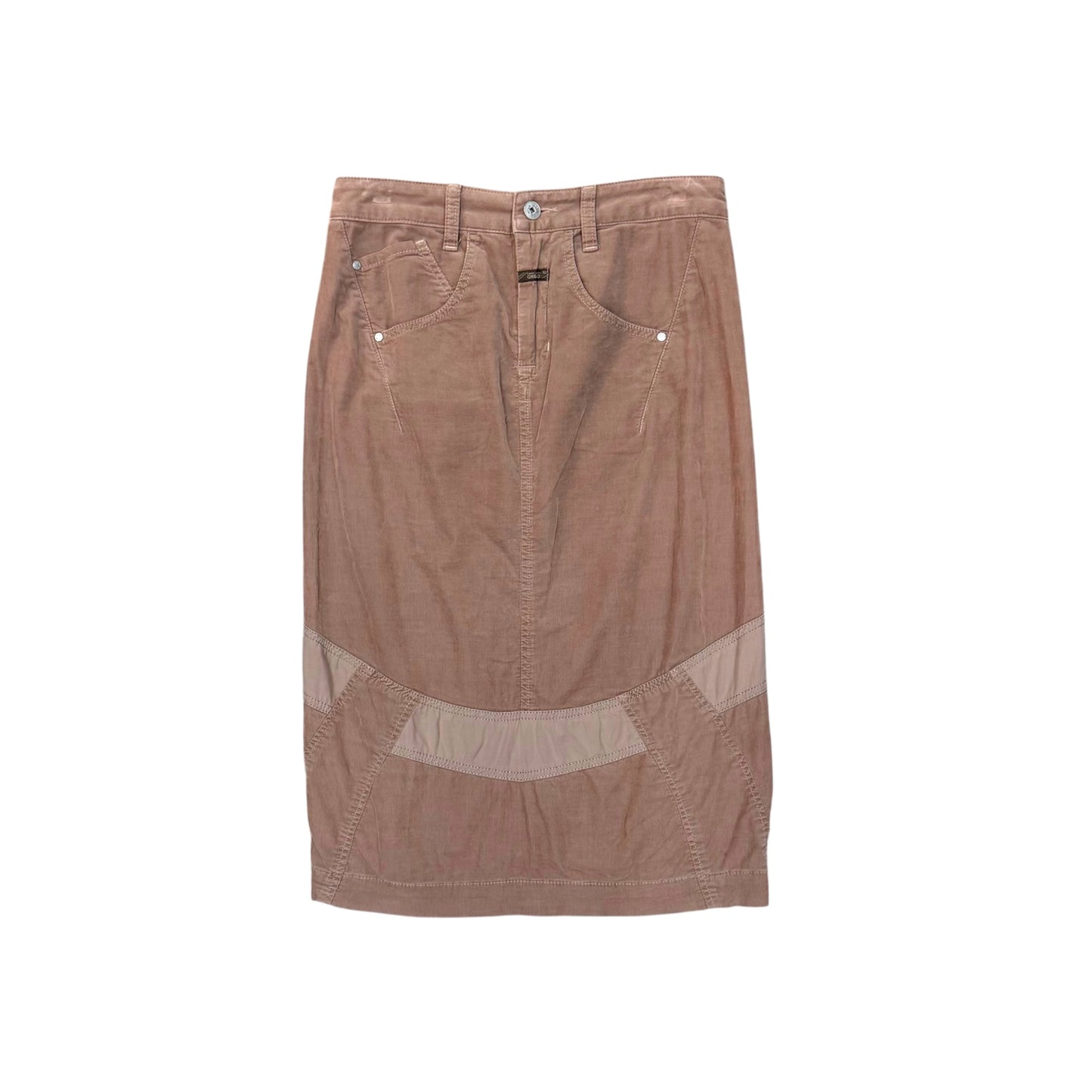 MARITHE FRANCOIS GIRBAUD NUDE VELVET SKIRT