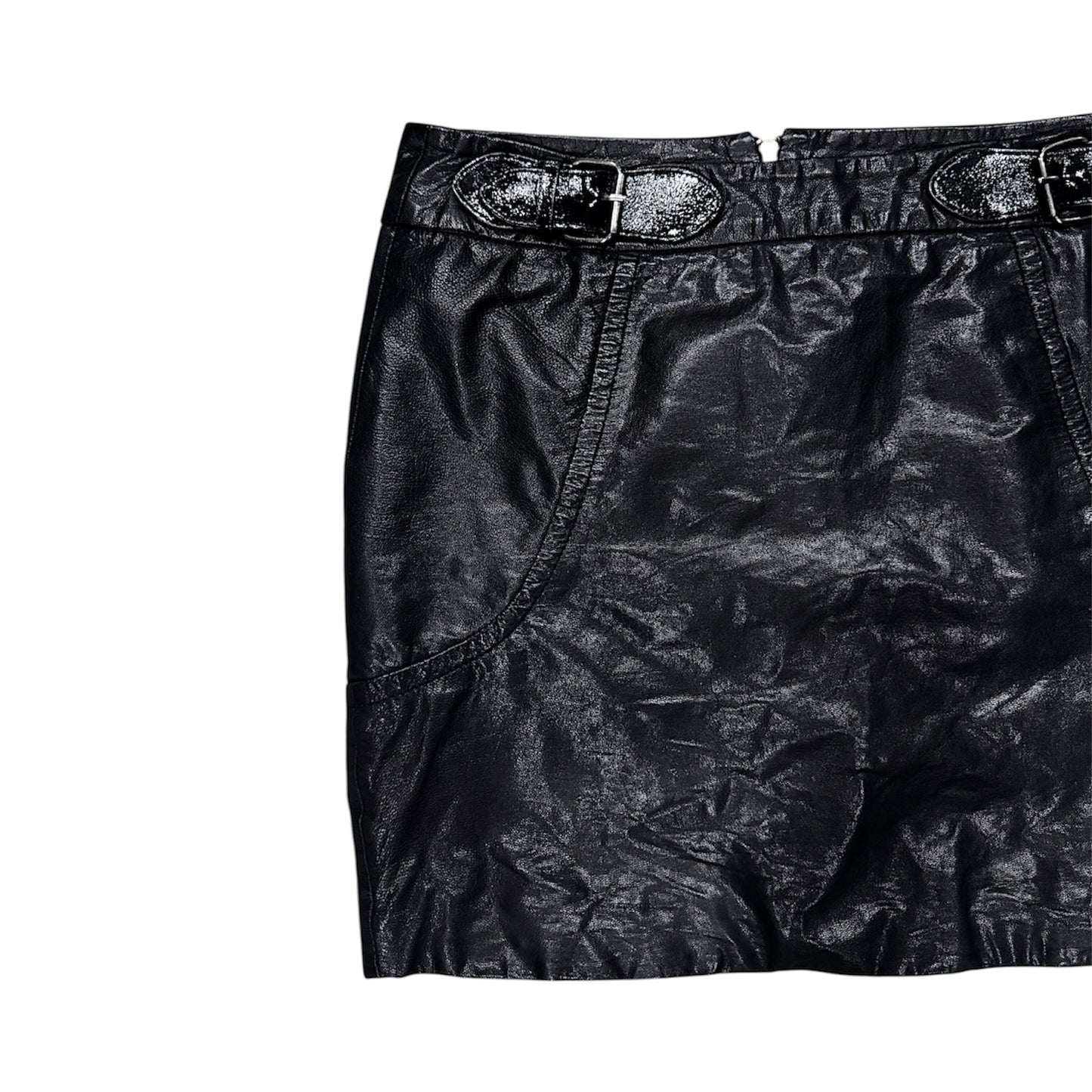 MOSCHINO BLACK LEATHER MINI SKIRT