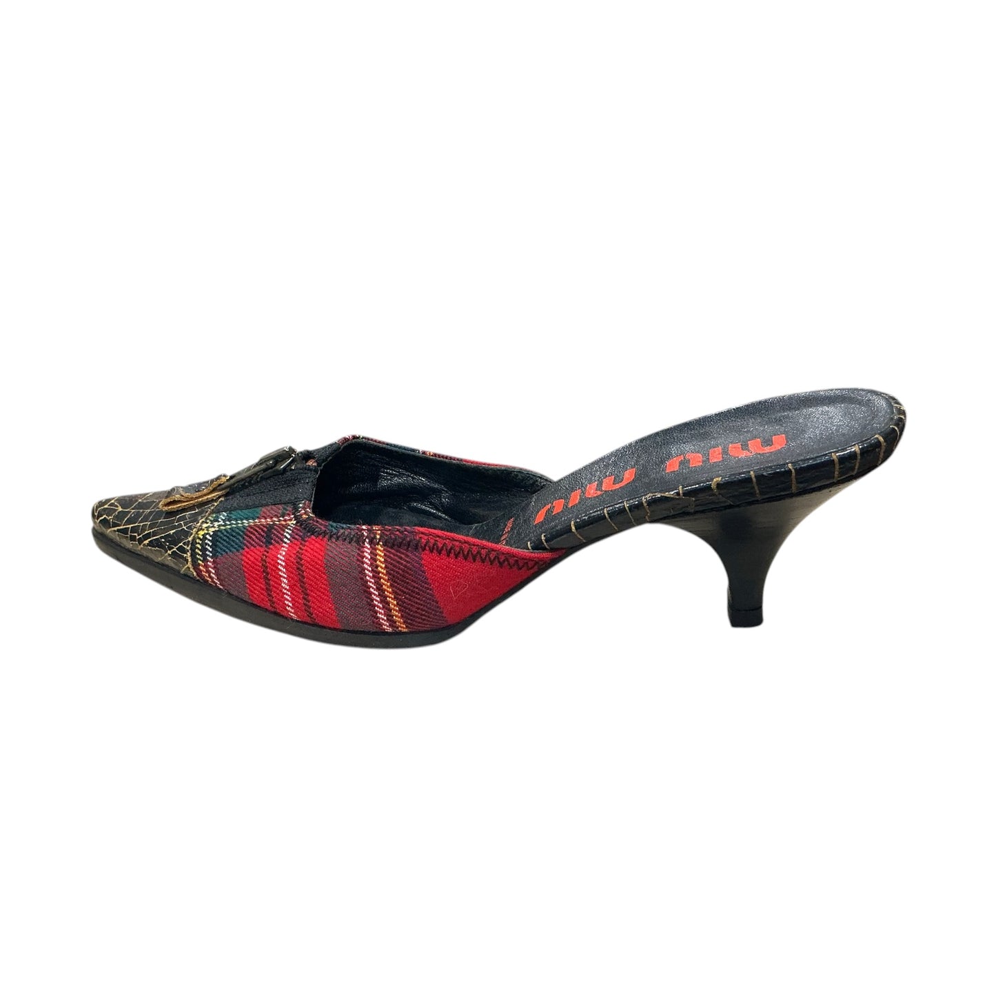 MIU MIU PLAID ZIPPER HEELS