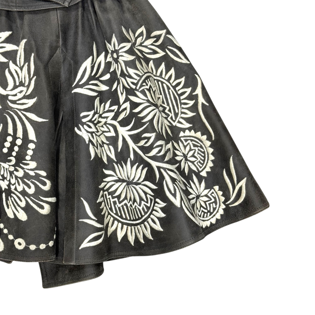 JOHN GALLIANO EMBROIDERED WRAPPED LEATHER SKIRT