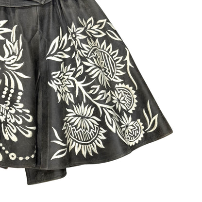 JOHN GALLIANO EMBROIDERED WRAPPED LEATHER SKIRT