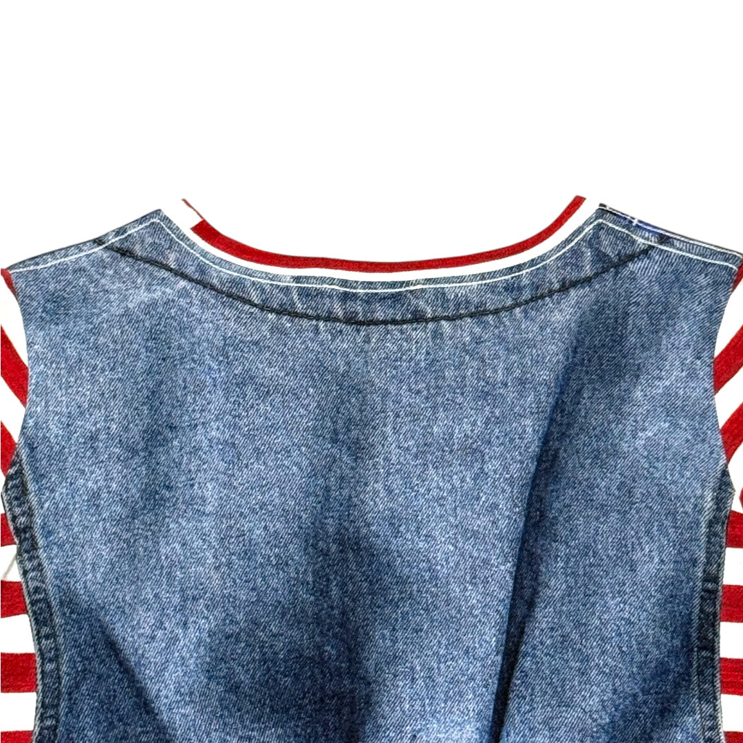 PAUL SMITH DENIM & SCARF OVER PRINTED T-SHIRT