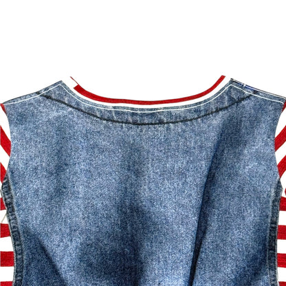 PAUL SMITH DENIM & SCARF OVER PRINTED T-SHIRT