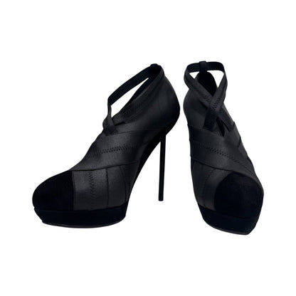 YVES SAINT LAURENT BLACK ELASTIC BANDAGE HEELS