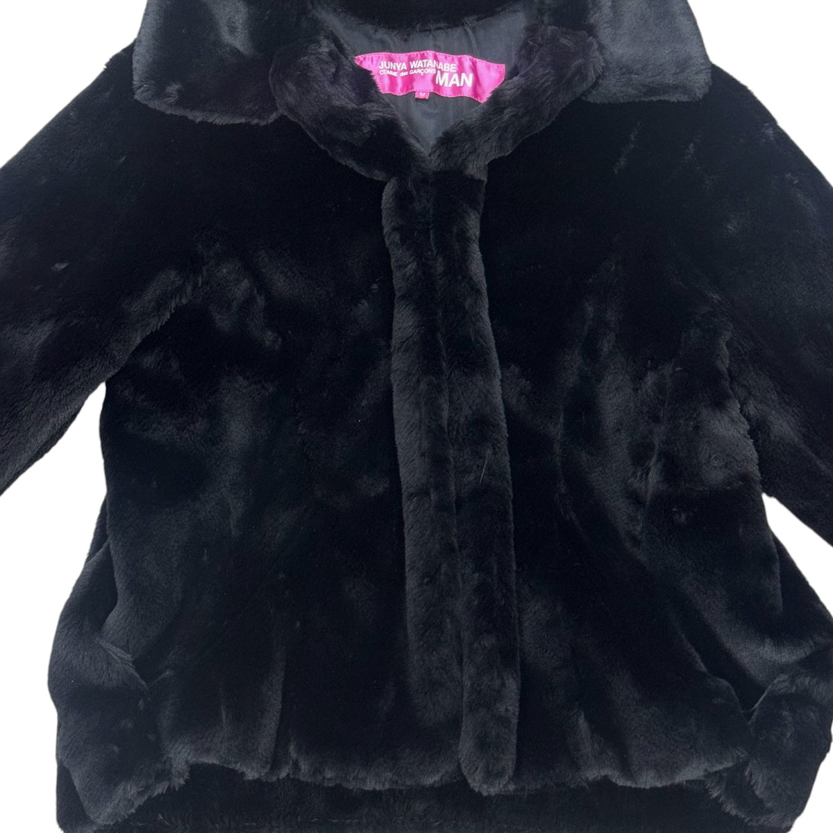 JUNYA WATANABE MAN BLACK FAUX FUR JACKET
