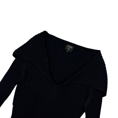 JEAN PAUL GAULTIER RIBBED OFF SHOULDER CARDIGAN TOP