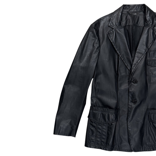 ROBERTO CAVALLI BLACK LEATHER BLAZER