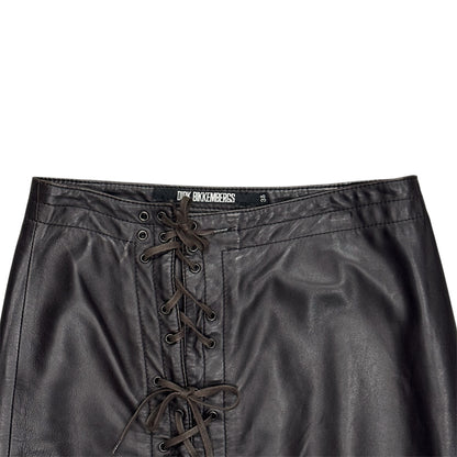 DIRK BIKKEMBERGS BROWN LACE UP LEATHER SKIRT