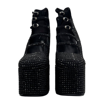 MARC JACOB KIKI BLACK RHINESTONE ANKLE BOOTS