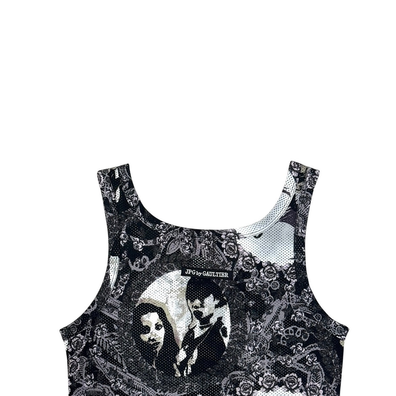 JEAN PAUL GAULTIER PORTRAIT MESH PRINT TANK TOP