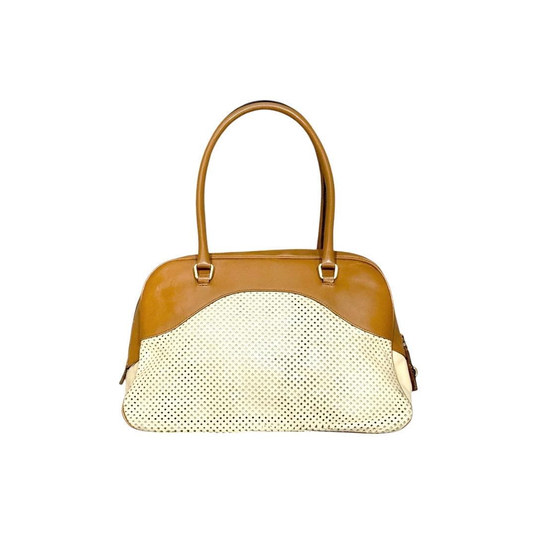 PRADA CAMEL PERFORATED LEATHER BAG