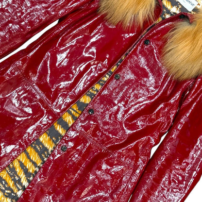 DOLCE&GABBANA RED FUR LEATHER JACKET