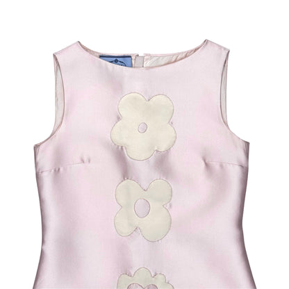 PRADA PINK SILK FLOWER MOTIF DRESS