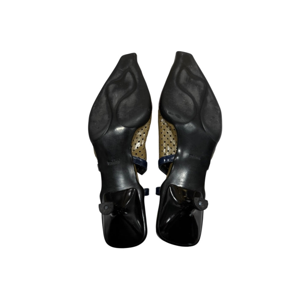 PRADA SLINGBACK PERFORATED LEATHER HEELS