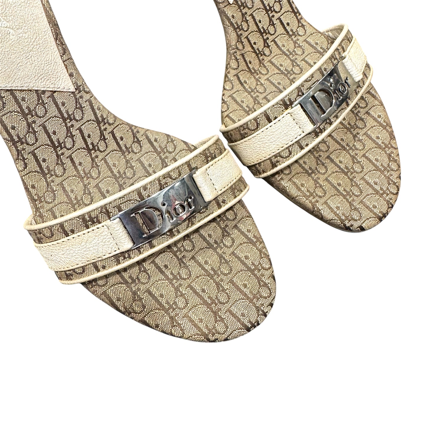 CHRISTIAN DIOR BROWN MONOGRAM MULES