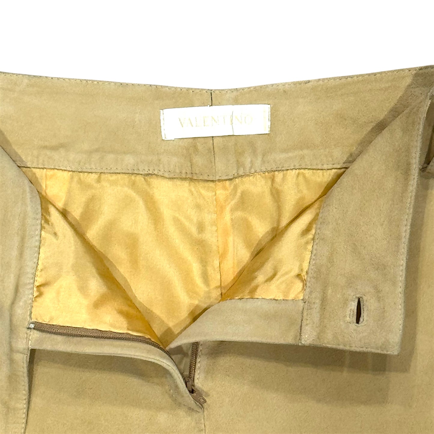 VALENTINO BUCKLED SUEDE LEATHER PANTS