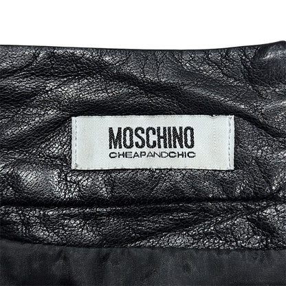 MOSCHINO BLACK LEATHER MINI SKIRT