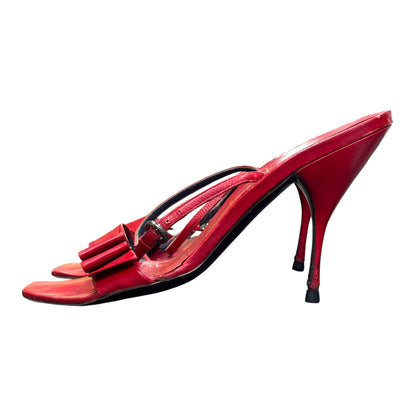 MIU MIU RED BOW SLIP ON HEELS