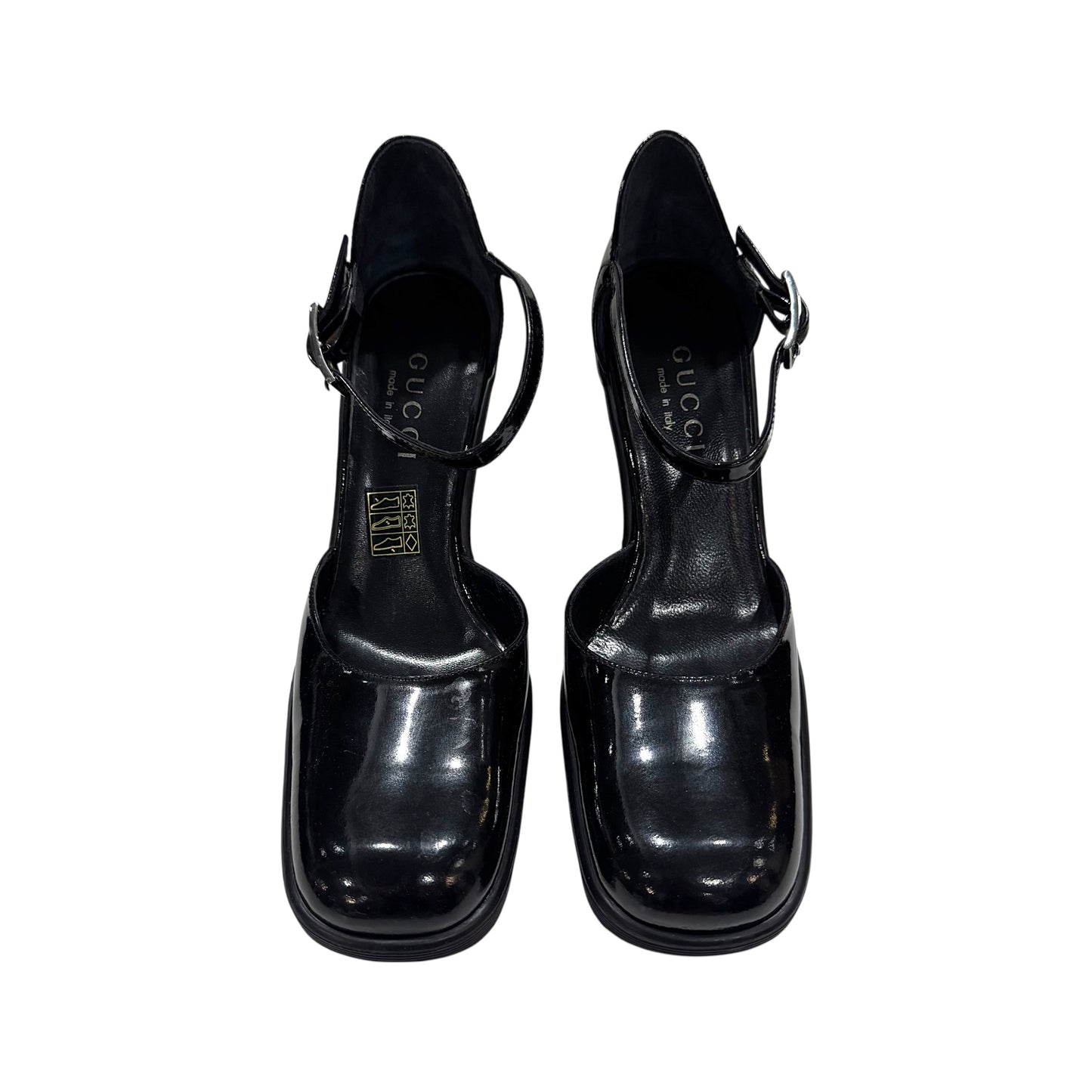 GUCCI BY TOM FORD BLACK PATENT LEATHER PLATFORM HEELS