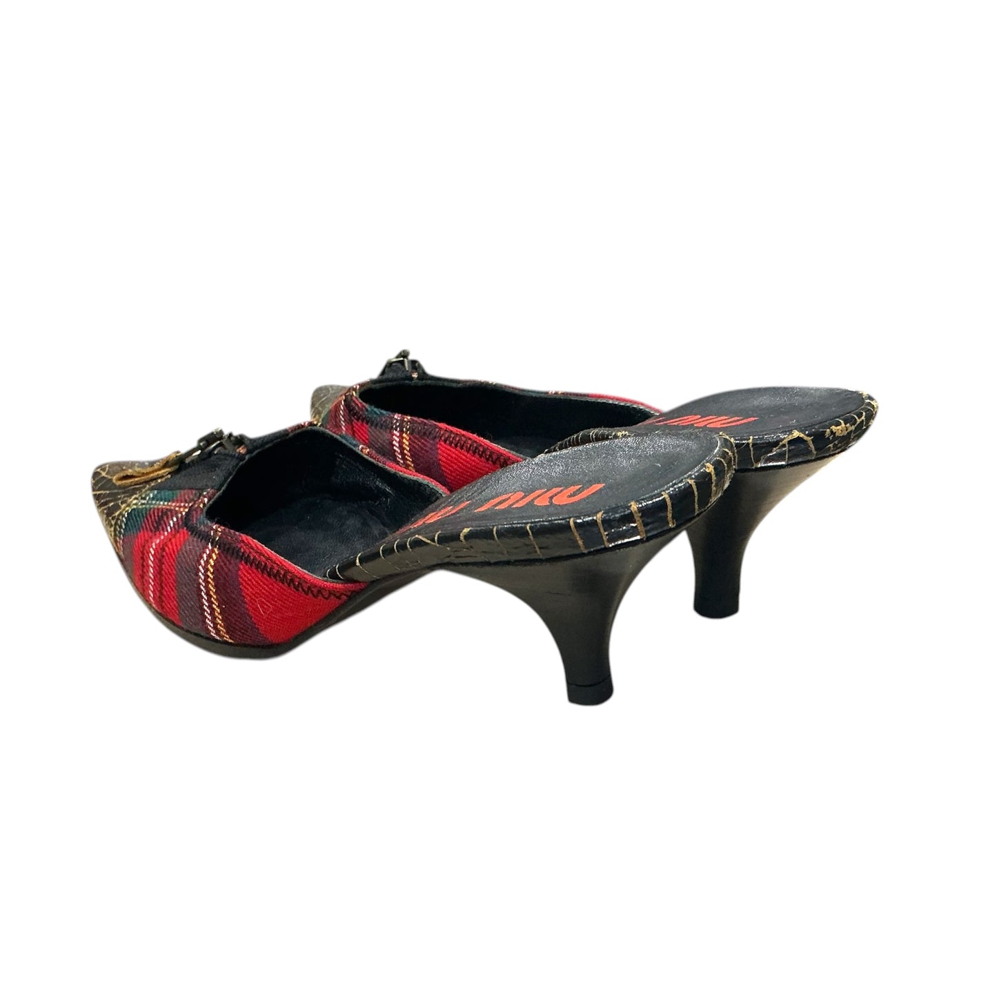 MIU MIU PLAID ZIPPER HEELS